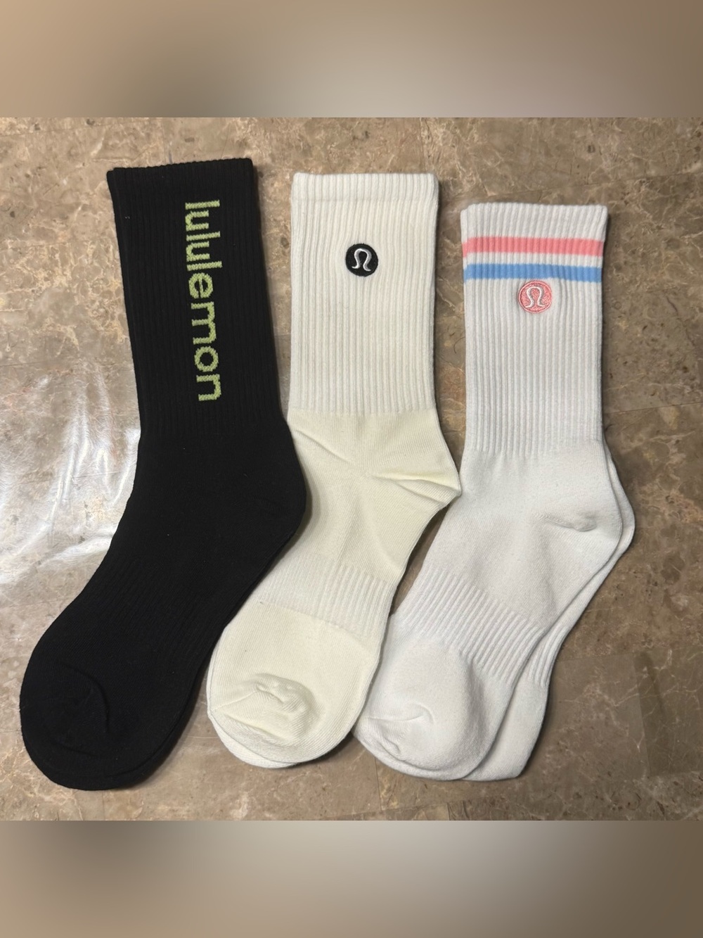 New Women’s Lululemon Athletica Socks 
3 pairs Size Medium 
Socks stretch